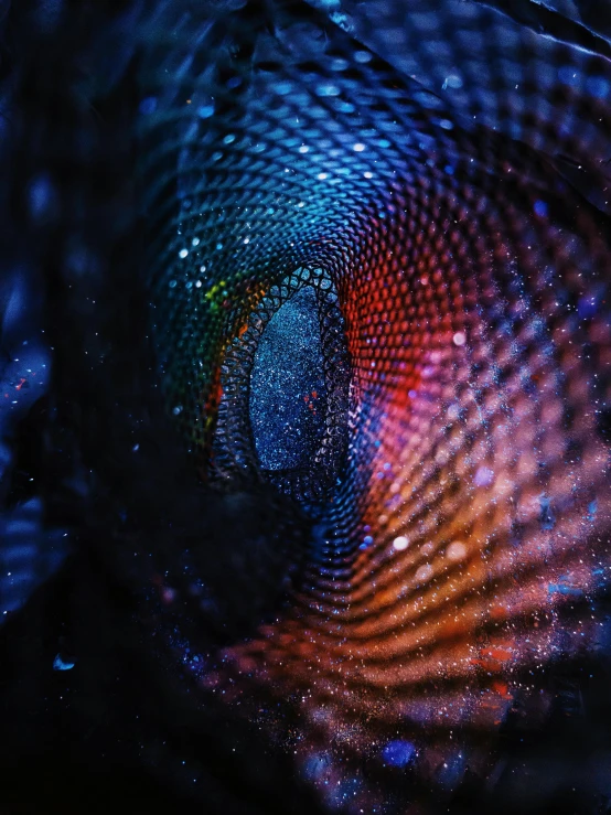a computer screen with a spiral design on it, a picture, by Adam Marczyński, unsplash contest winner, holography, colorful refracted sparkles, closeup portrait shot, inside a space ship, portrait photo