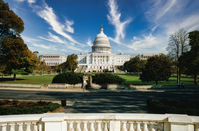 a view of the capitol building from a balcony, unsplash contest winner, neoclassicism, slide show, 2000s photo, bright sunny day, architectural digest photo