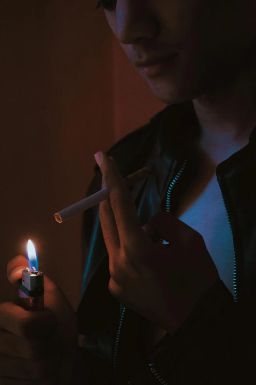 a man smoking a cigarette in the dark, an album cover, inspired by Elsa Bleda, unsplash, hyperrealism, yung lean, ignant, candle lit, ganja