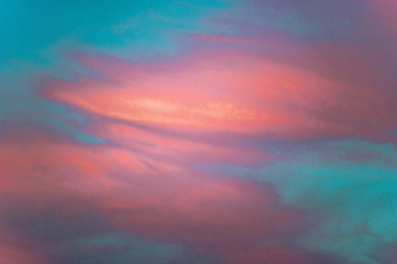 there is a plane that is flying in the sky, an album cover, inspired by Frederic Church, pexels contest winner, magic realism, pink white turquoise, red cloud light, luscious brushstrokes, light iridescent color