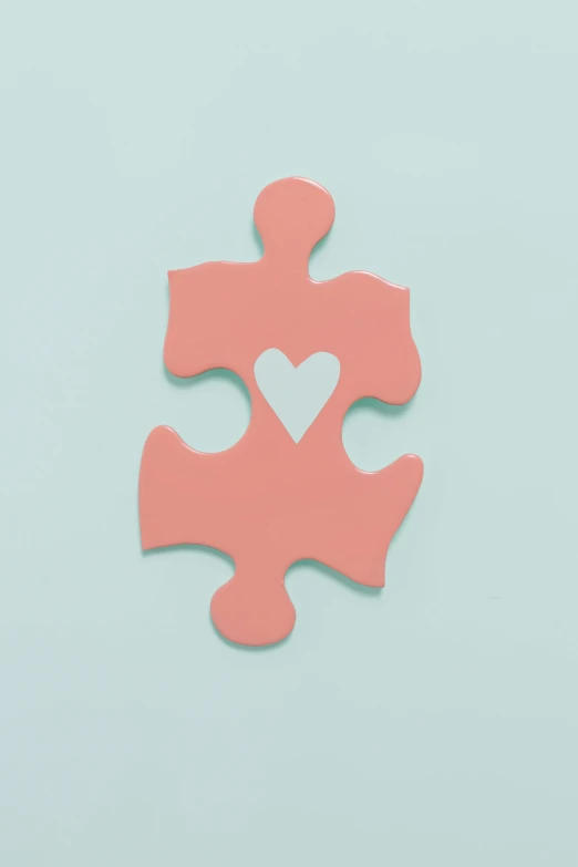 a pink puzzle piece with a heart cut out of it, society 6, ilustration, 15081959 21121991 01012000 4k, pastel palette silhouette