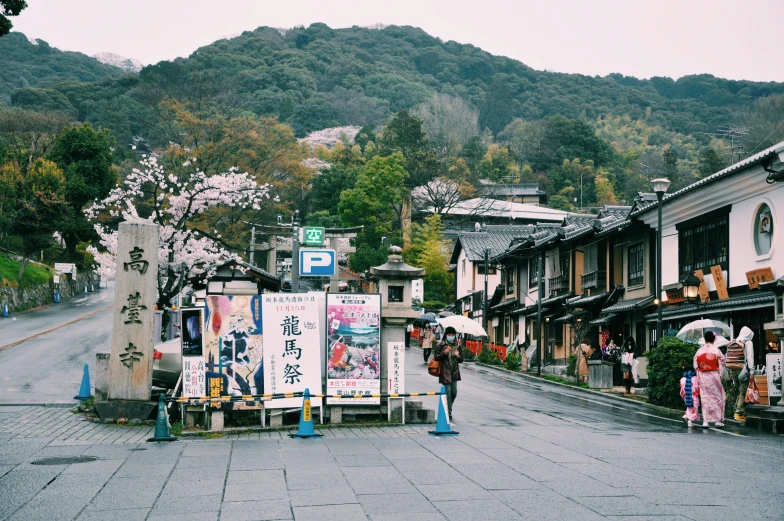 a couple of people that are standing in the street, pexels contest winner, ukiyo-e, in karuizawa, 🚿🗝📝