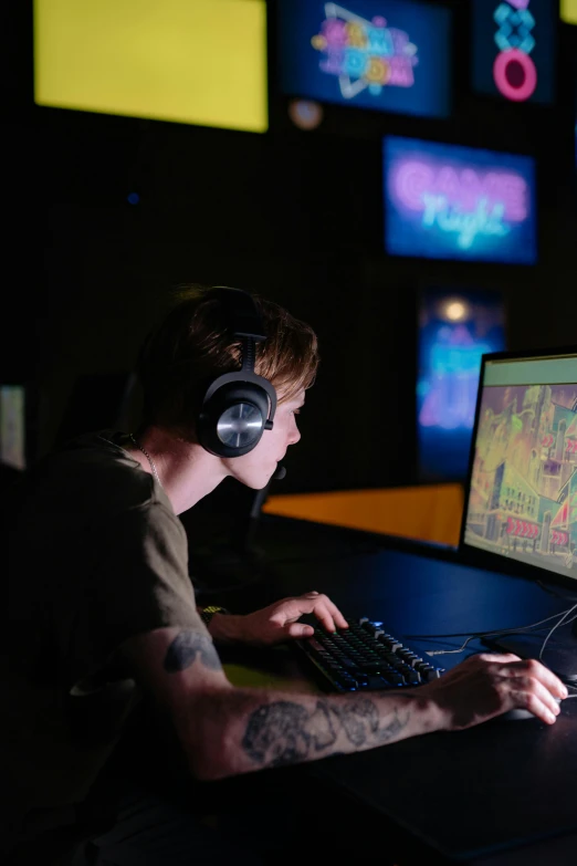 a man sitting at a desk in front of a computer, game overlay, lighting, 2 5 6 x 2 5 6 pixels, profile image