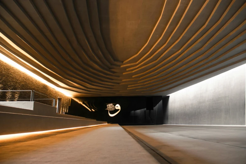 a man riding a skateboard through a tunnel, inspired by Zha Shibiao, museum diffuse lighting, mini amphitheatre, bronze, polished concrete