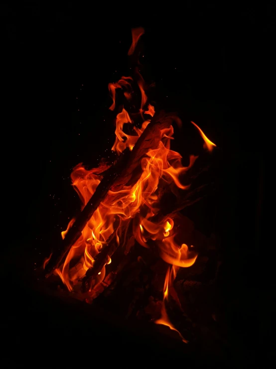 a close up of a fire in the dark, profile image