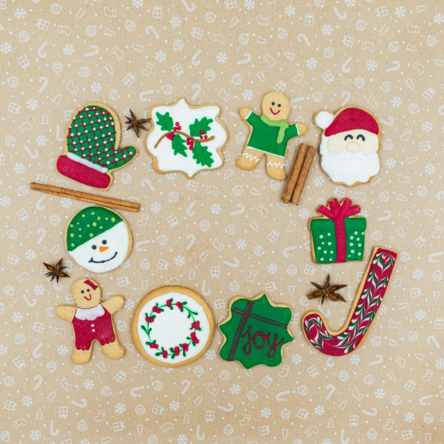 christmas cookies arranged in the shape of a circle, by Lena Alexander, folk art, high quality product image”, thumbnail, modeled, set pieces