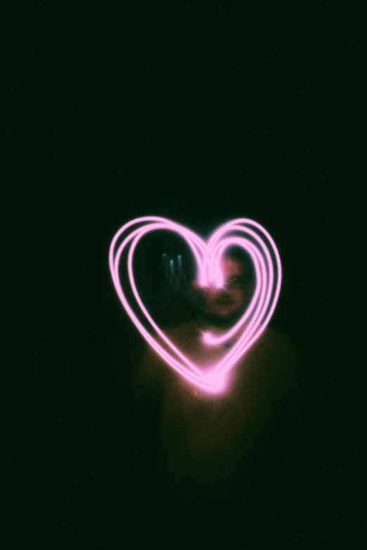 a heart shaped light painting in the dark, pexels, ((pink)), lo fi, happy vibes, gothic harts