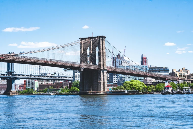 a view of the brooklyn bridge from across the river, pexels contest winner, 🚿🗝📝, super high resolution, promo image, jen atkin