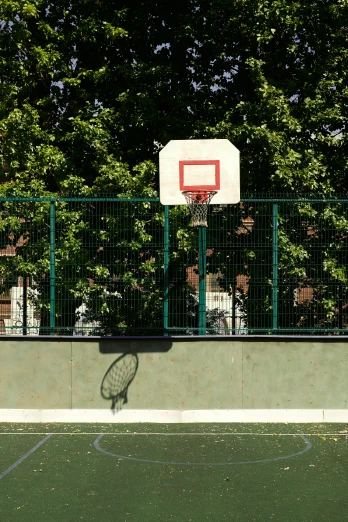 a man standing on top of a tennis court holding a racquet, inspired by Béni Ferenczy, dribble, paris school, large tree casting shadow, kreuzberg, hoog detail, from then on a basketball
