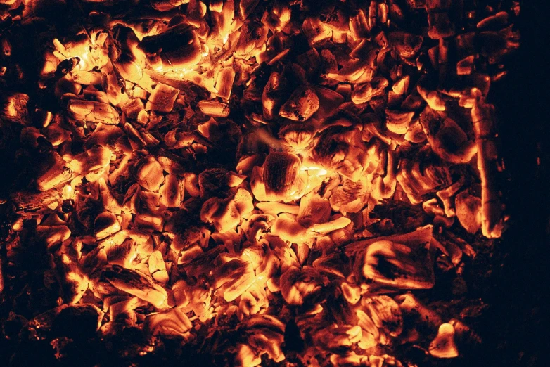 a close up of a fire with lots of flames, an album cover, pexels, baroque, coal, thumbnail, redscale photography, hot hot hot