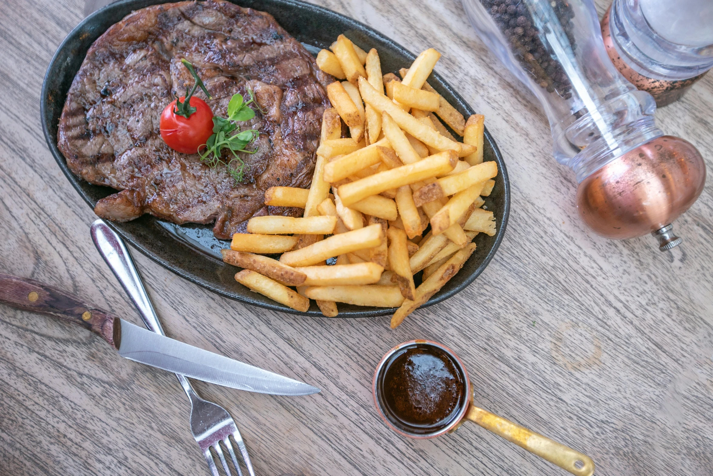 a steak and french fries on a plate, múseca illil, profile image, manly, group photo