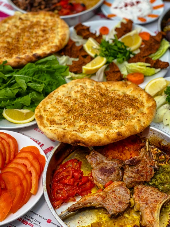 a table topped with lots of different types of food, a picture, dau-al-set, medium close shot, profile image, 3 - piece, georgic