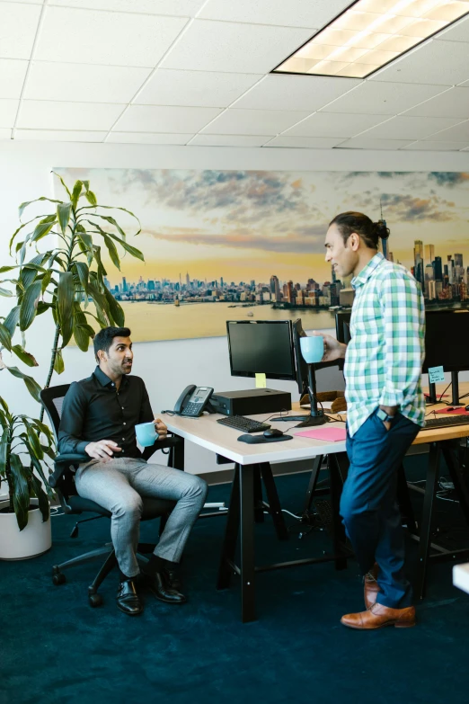 a group of people sitting at desks in an office, a picture, by Jonas De Ro, two buddies sitting in a room, bay area, profile image, thumbnail