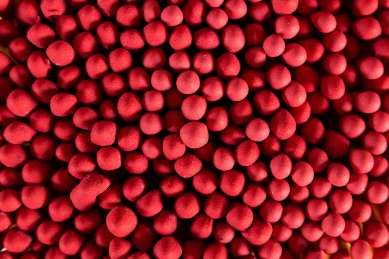 a close up of a bunch of red matchsticks, a digital rendering, by Jan Kupecký, renaissance, lots of mozzarella balls, deep and dense coloration, dust molecules, cinnabar