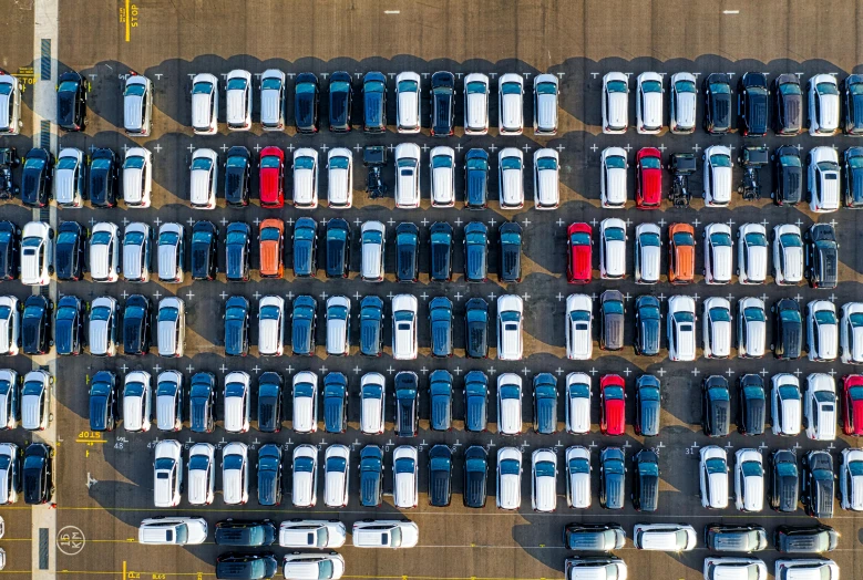 a parking lot filled with lots of parked cars, pexels contest winner, knolling, extra high resolution, square, colour corrected