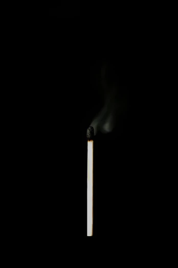 a matchstick is lit up in the dark, a picture, by Mathias Kollros, avatar image, black!!!!! background, background ( dark _ smokiness ), a tall