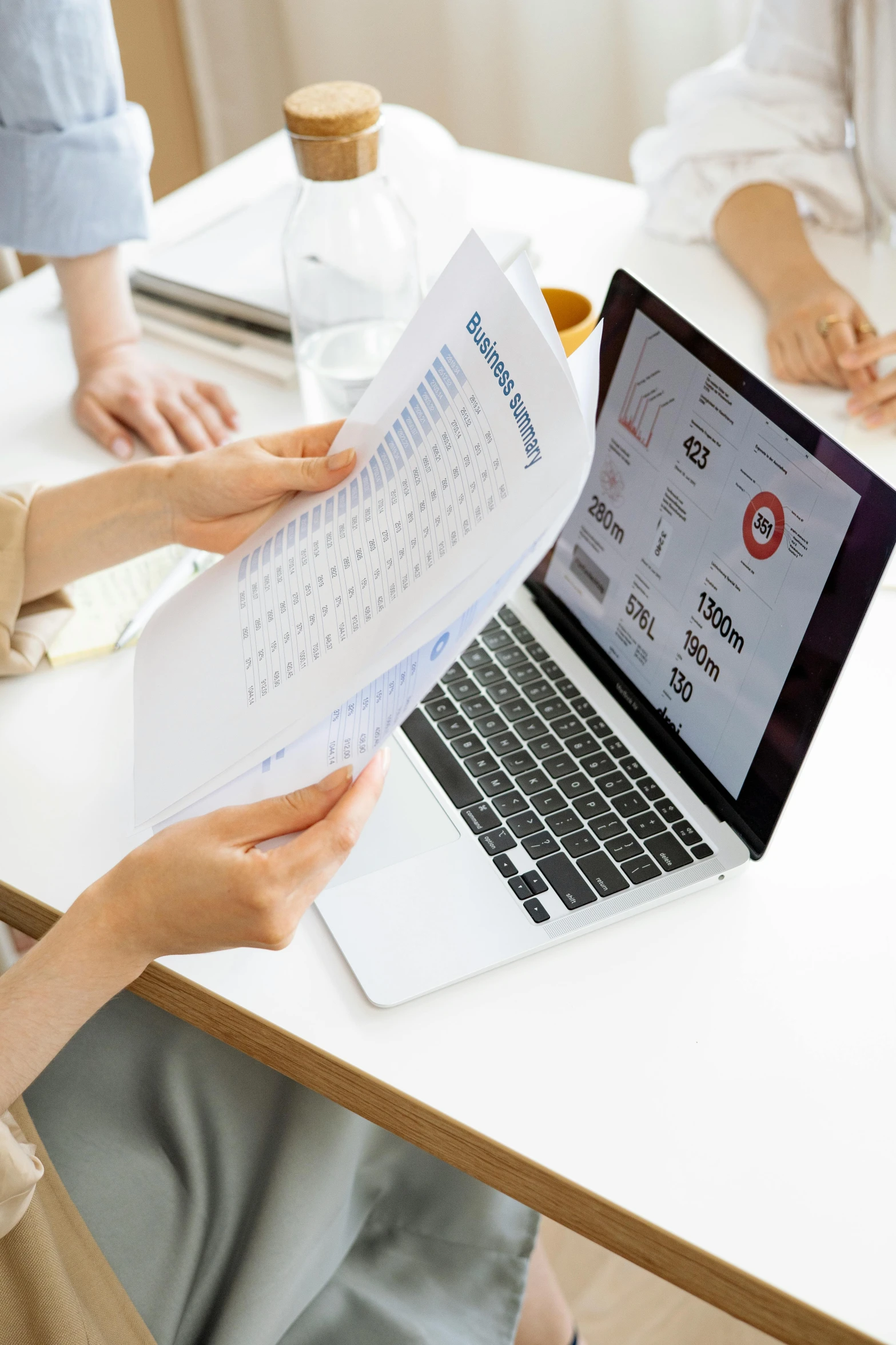 a group of people sitting at a table with laptops, a digital rendering, pexels, character sheets on table, selling insurance, background image, on vellum