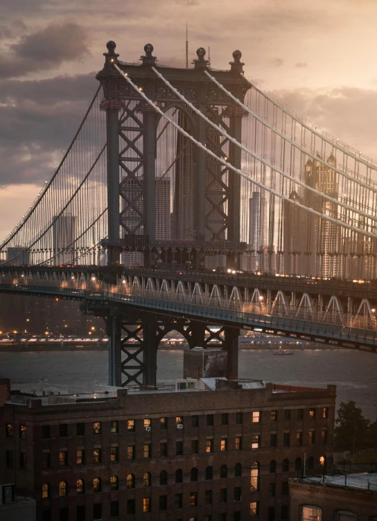 a view of a bridge from the top of a building, annie liebovitz photography, promo image, brooklyn background, high res 8k