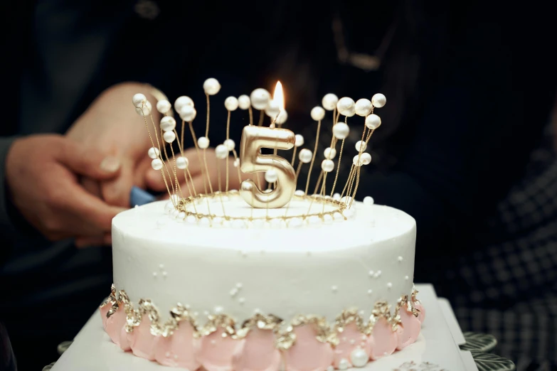 a close up of a cake with candles on it, pexels, hyperrealism, five score years ago, wealthy women, teenage girl, : 5 stylish