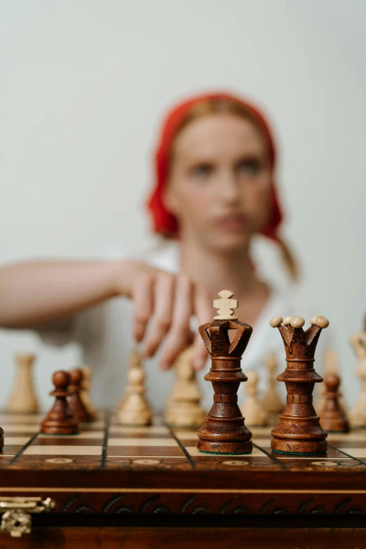 a woman is playing a game of chess, a portrait, unsplash contest winner, renaissance, better known as amouranth, best ai image, stacked image, kano)