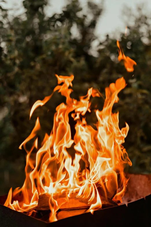 a fire pit with flames coming out of it, pexels contest winner, renaissance, burning overgrowth, avatar image, medium close shot, tall