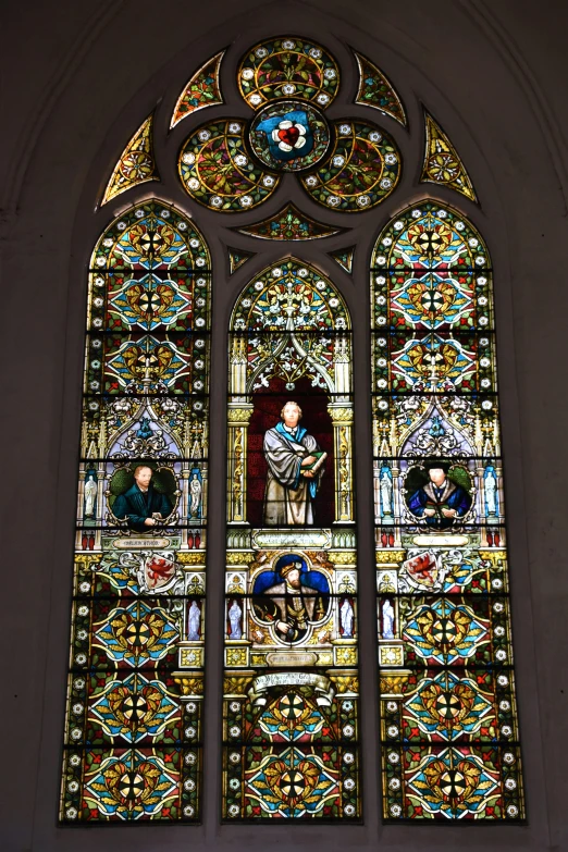 a large stained glass window in a church, inspired by Abraham van den Tempel, set in 1 8 6 0, intricately, marilyn church h