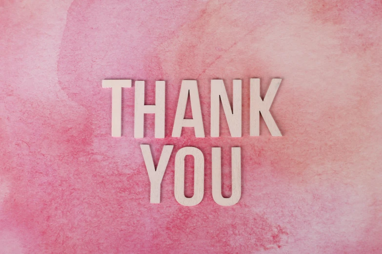 a pink watercolor background with the words thank you, colour photograph, wooden, thumbnail, background image