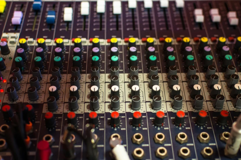 a close up of a mixing board in a recording studio, by Konrad Witz, pexels, computer art, avatar image, earphones, colored photo, fan favorite