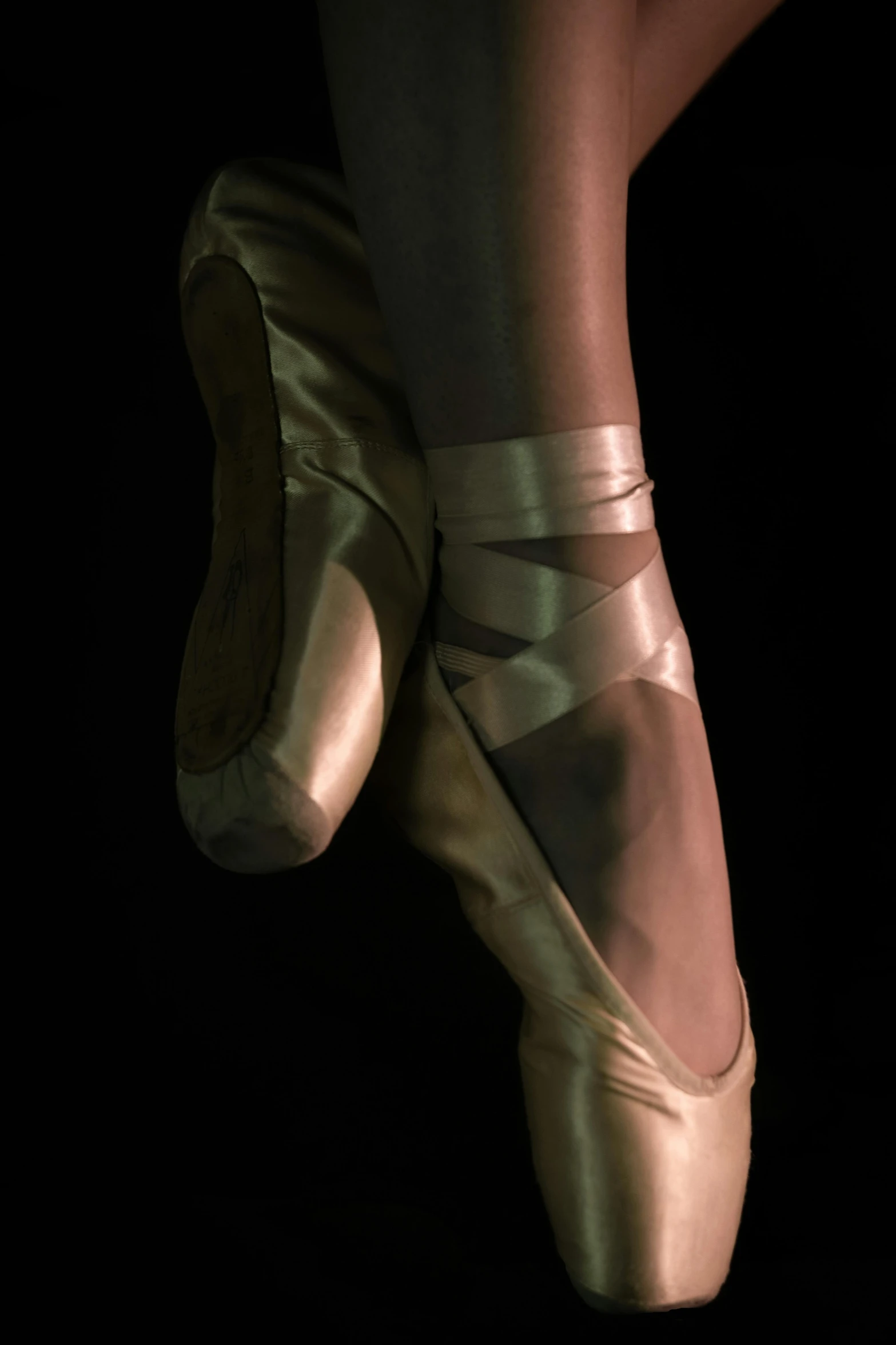 a close up of a pair of ballet shoes, inspired by Elizabeth Polunin, paul barson, photograph, gold, ap