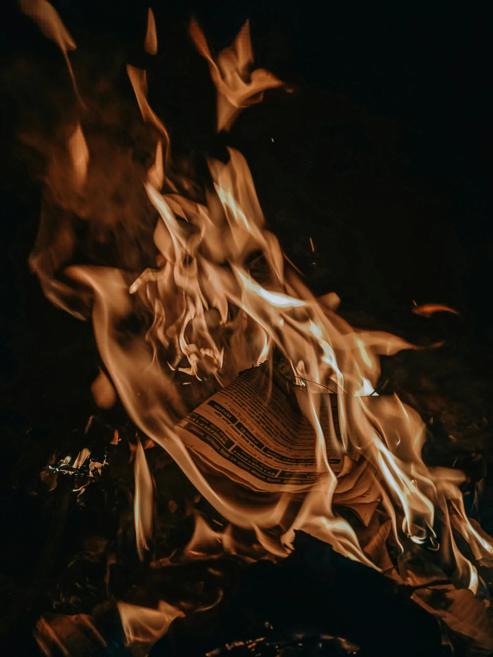 a close up of a fire in the dark, an album cover, pexels contest winner, instagram story, bonfire, profile image, vintage photo