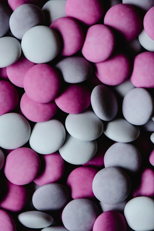 a pile of pink and white sprinkles, inspired by Ödön Márffy, unsplash, magenta and gray, smooth round shapes, fruit, ilustration