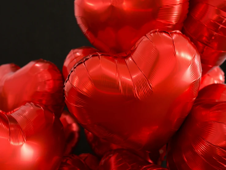 a bunch of red heart shaped balloons, pexels, photorealism, shiny and metallic, 15081959 21121991 01012000 4k, shot with sony alpha 1 camera, bouquet