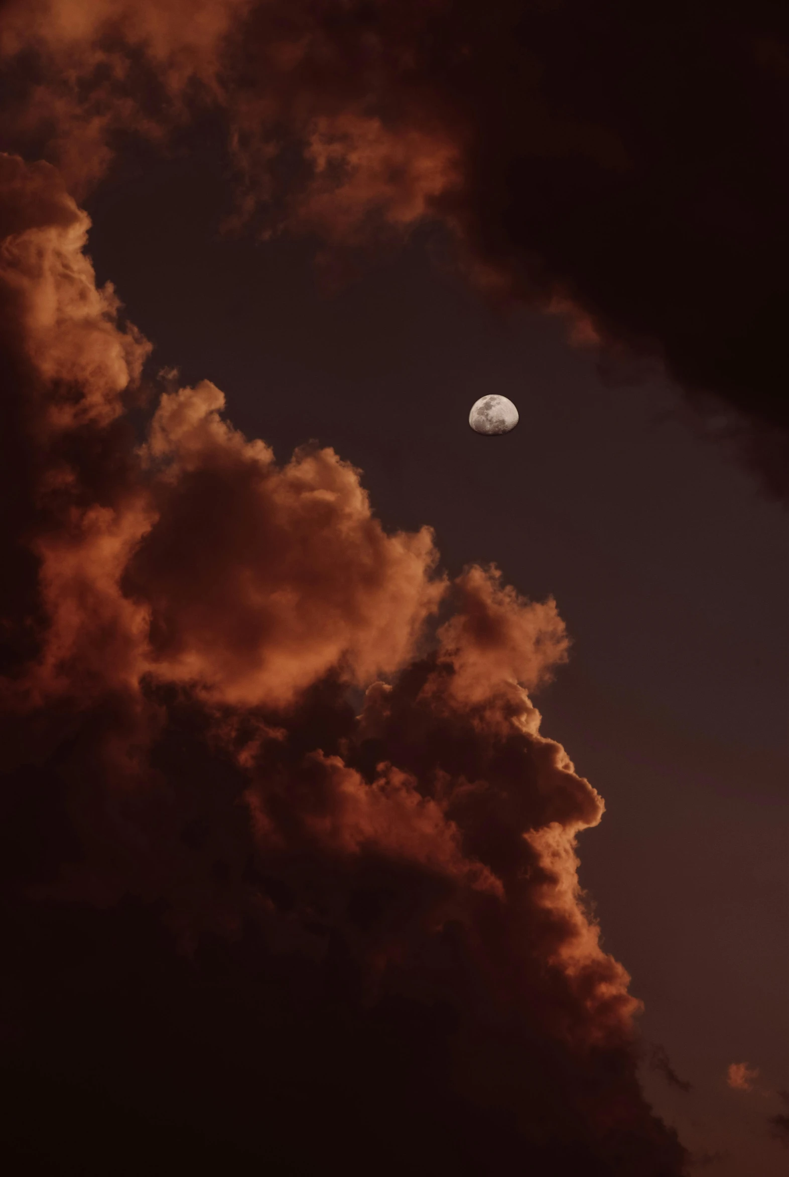 a full moon is seen through the clouds, a picture, by Alison Geissler, unsplash contest winner, minimalism, red cloud, moody gold planet, paul barson, late summer evening