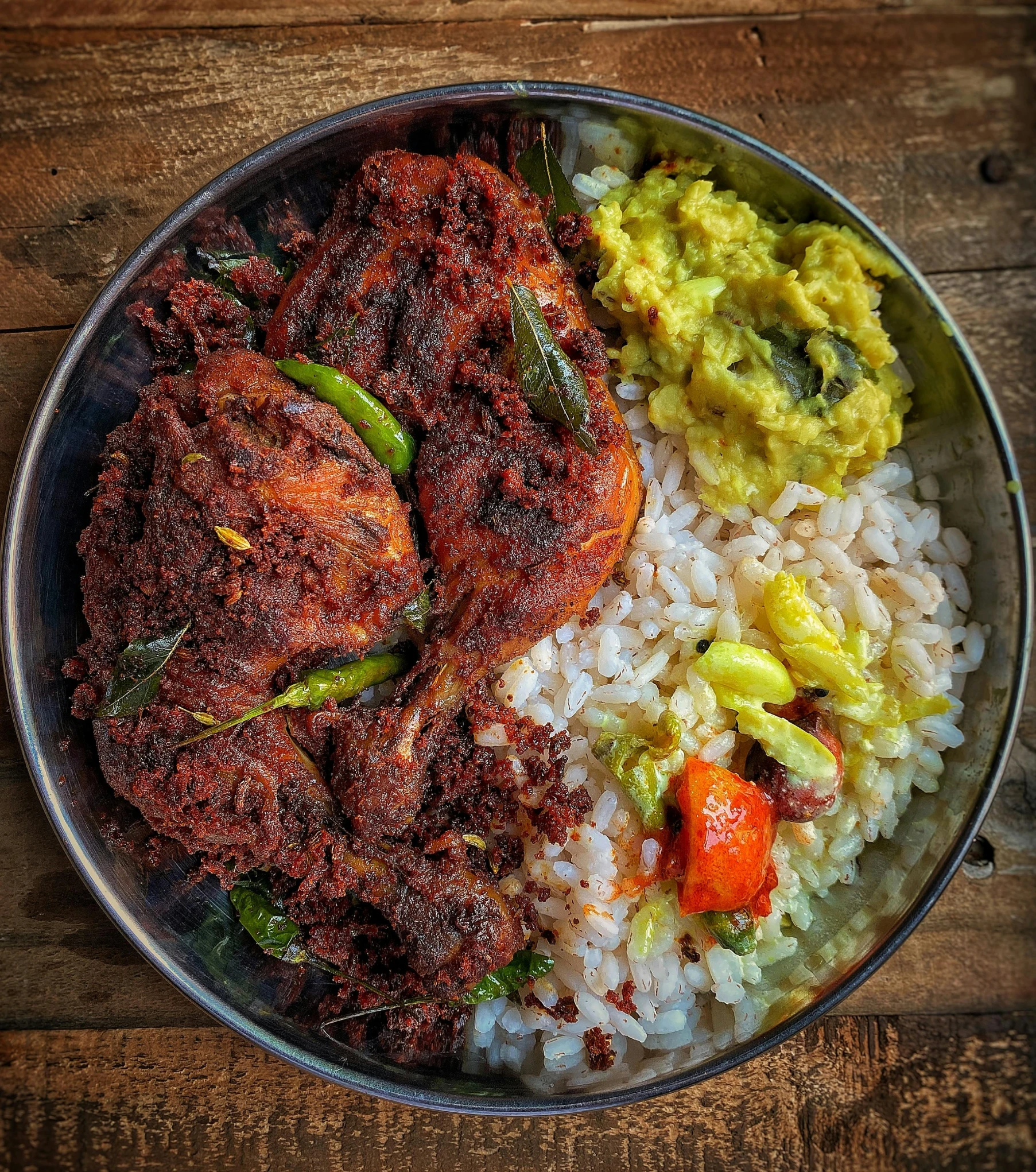 a close up of a plate of food on a table, pexels contest winner, hurufiyya, sri lankan mad max style, bird\'s eye view, square, 2263539546]