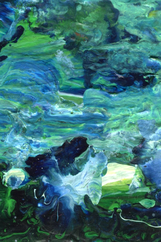 a painting of a group of fish in a body of water, inspired by Zao Wou-Ki, flickr, lyrical abstraction, green and blue color scheme, detail, made of liquid, james nares