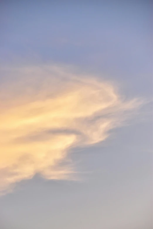 an airplane that is flying in the sky, by Linda Sutton, flickr, romanticism, soft organic abstraction, cloud hair, pastel sunset, swoosh