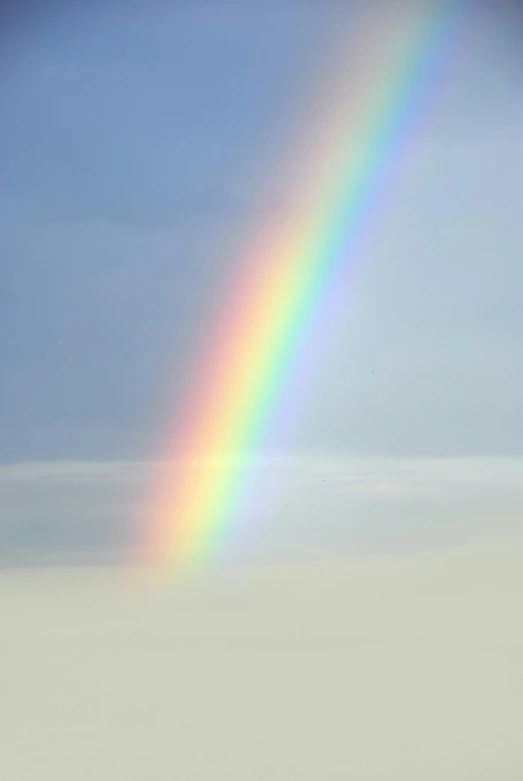 there is a rainbow that is in the sky, a picture, inspired by Jan Rustem, spiritual light, wikimedia, medium closeup, rip