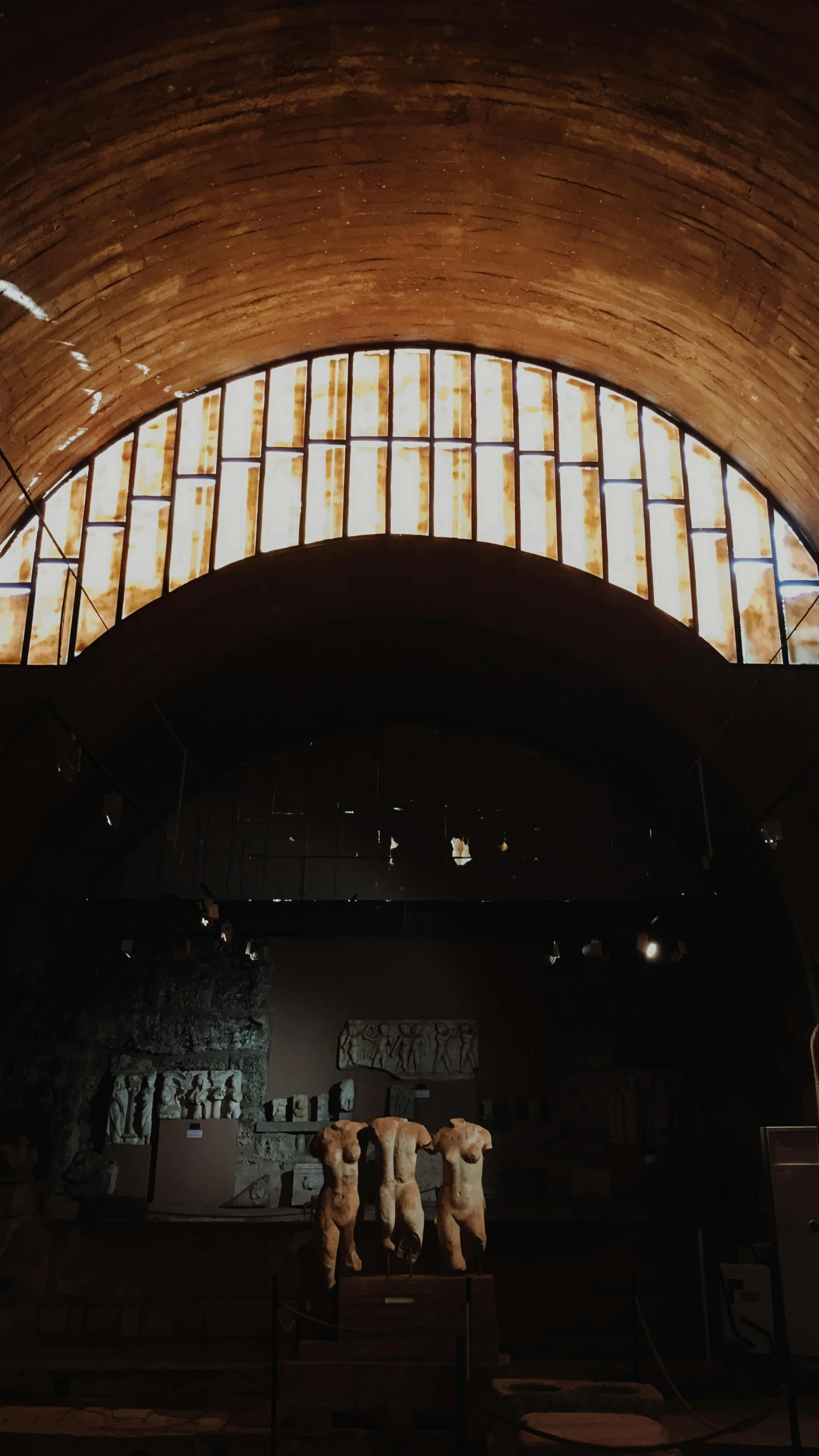 the inside of a building with a lot of windows, an album cover, by Else Alfelt, unsplash, stained glass, footage of a theater stage, 15081959 21121991 01012000 4k, brown