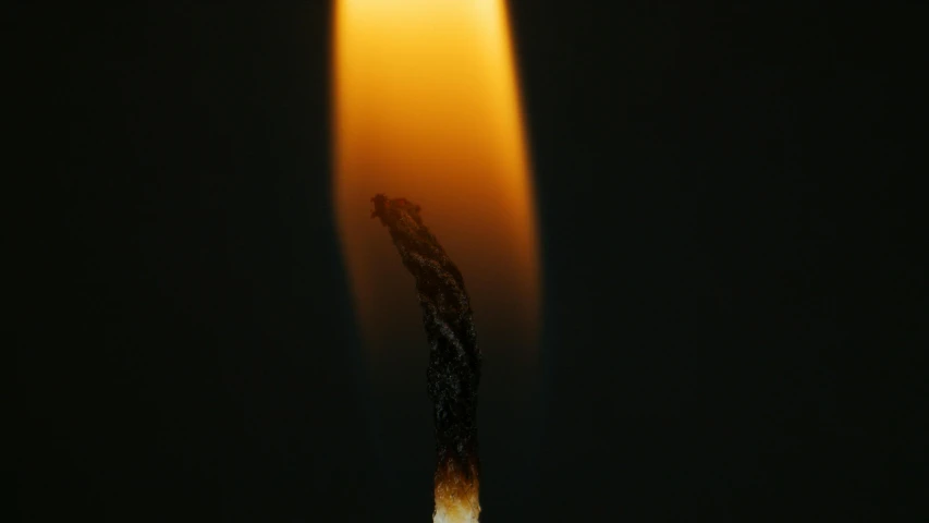 a lit matchstick in front of a black background, by Attila Meszlenyi, melted wax, on a pale background, bushfire, ignant