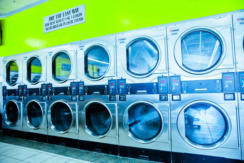 a row of washing machines in a public lau lau lau lau lau lau lau lau lau lau lau lau lau lau lau lau lau lau lau lau, unsplash, renaissance, neon green, hyperrealistic”, seattle, bright ”