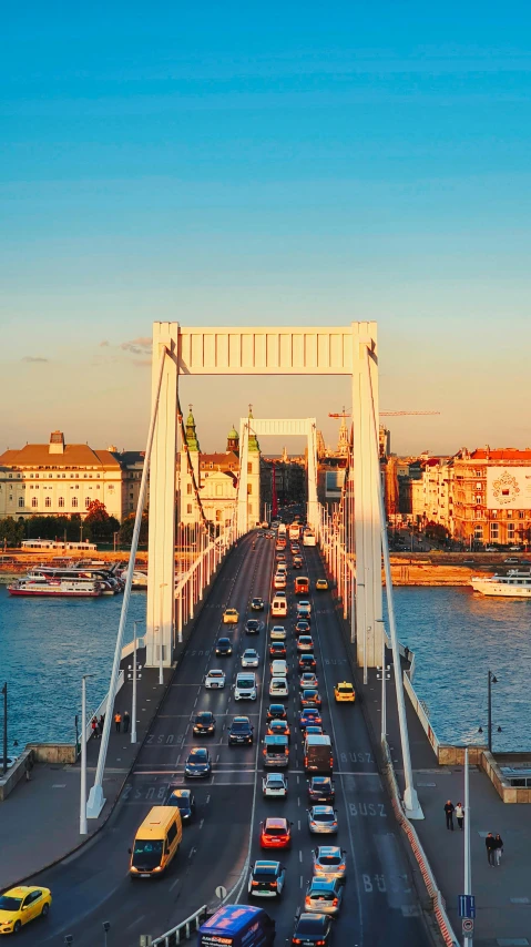 a bunch of cars that are on a bridge, by Matija Jama, shutterstock, budapest, instagram photo, slide show, 🚿🗝📝