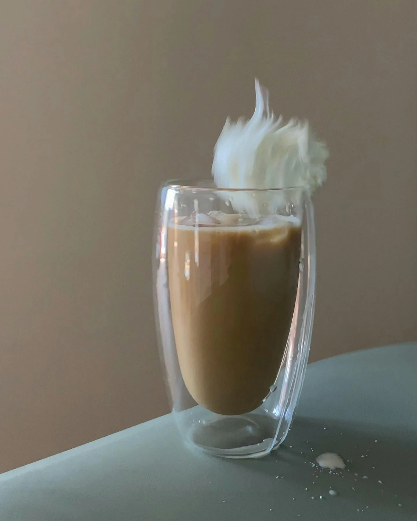 a close up of a cup of coffee on a table, profile image, whipped cream, thumbnail, ethereal soft and fuzzy glow