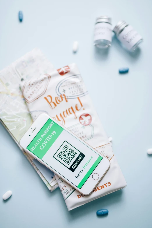 a cell phone sitting on top of a pile of pills, unsplash contest winner, smartphone displays qr code, pregnancy, square, map