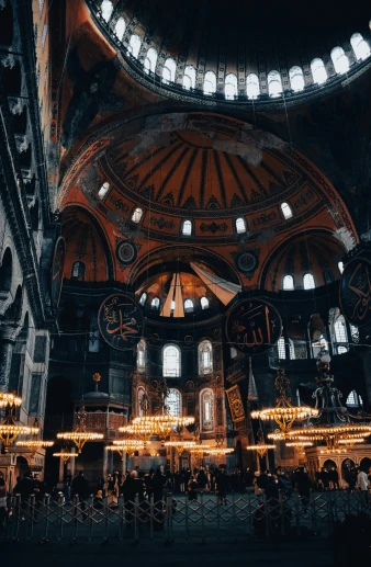 a black and white photo of the inside of a building, a colorized photo, by irakli nadar, unsplash contest winner, baroque, turkey, churches, 🚿🗝📝