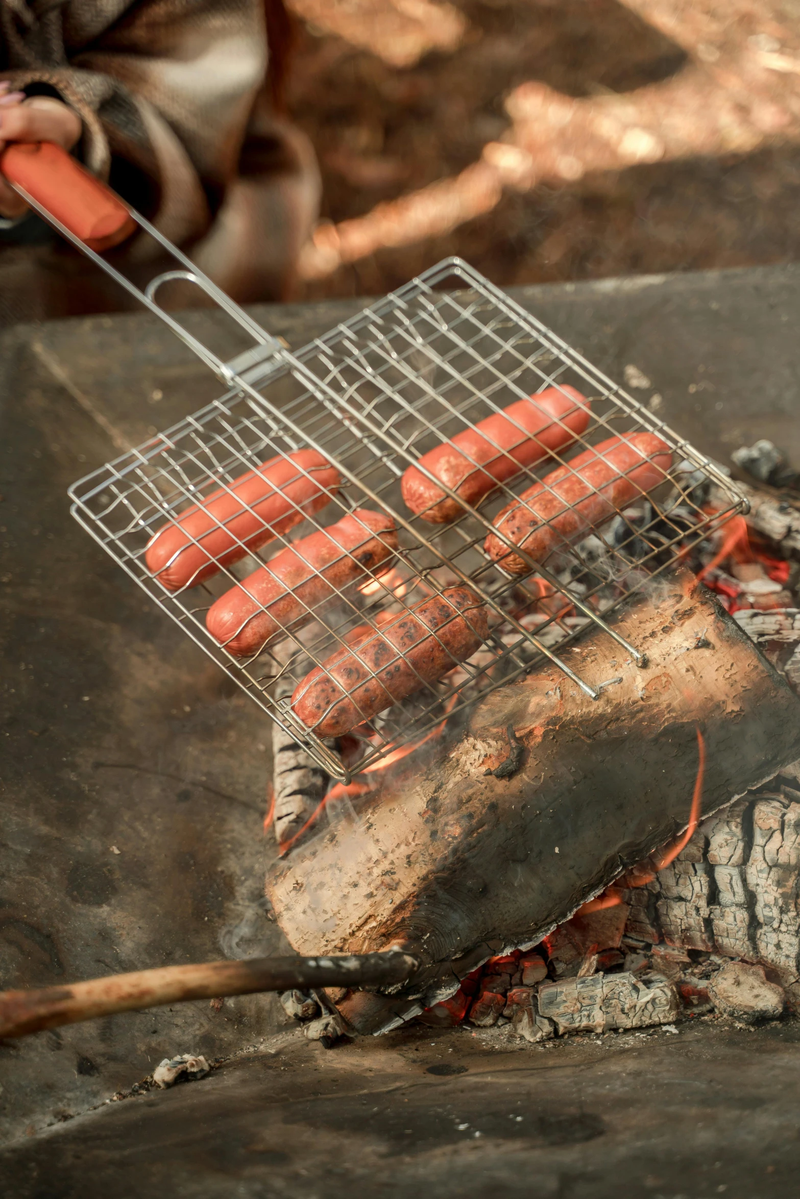 a person is cooking hot dogs on a grill, inspired by Jan Kupecký, renaissance, press shot, stainless steel, medium height, adventurer