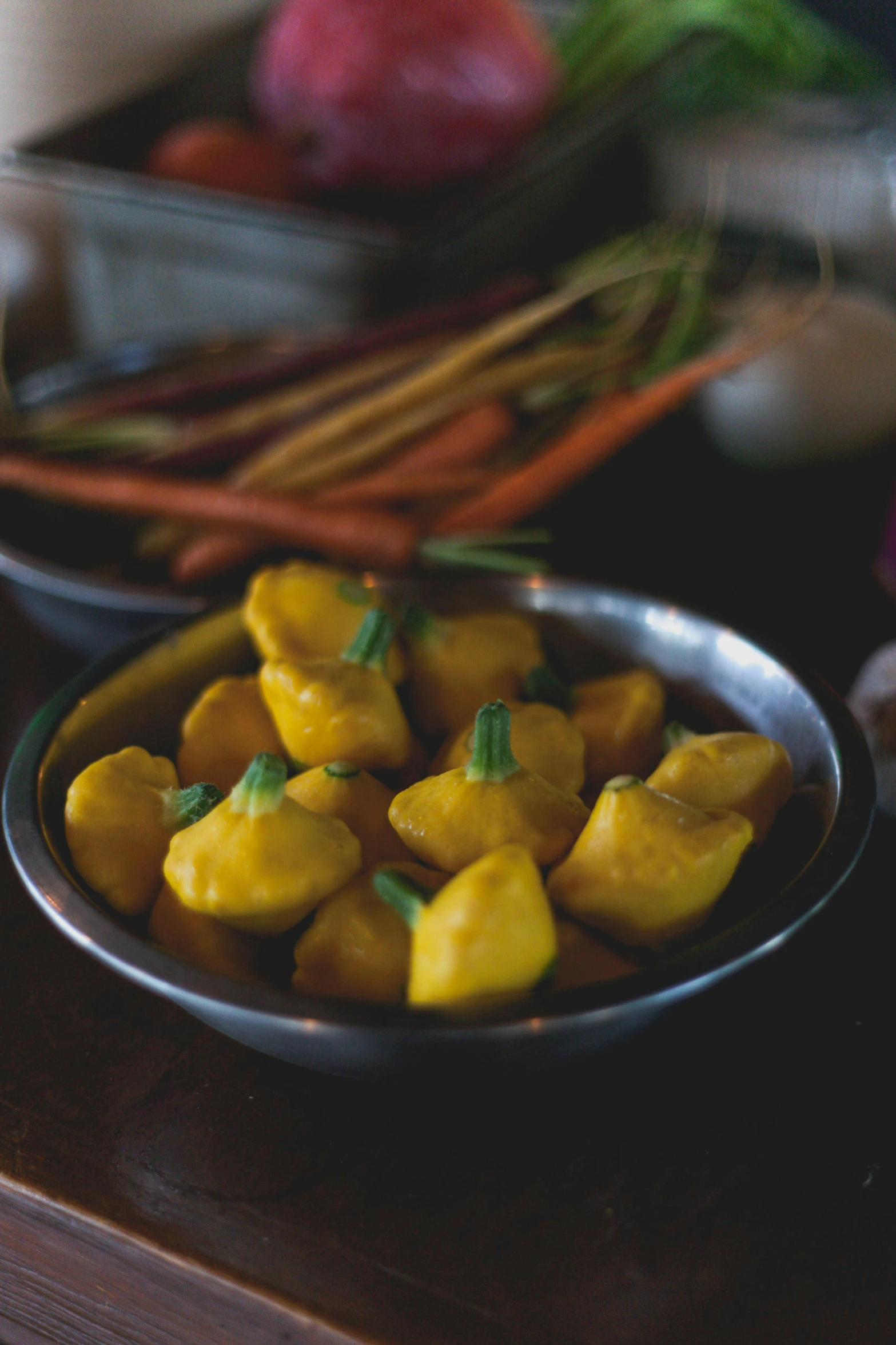 a close up of a plate of food on a table, gourds, v tuber, thumbnail, mango