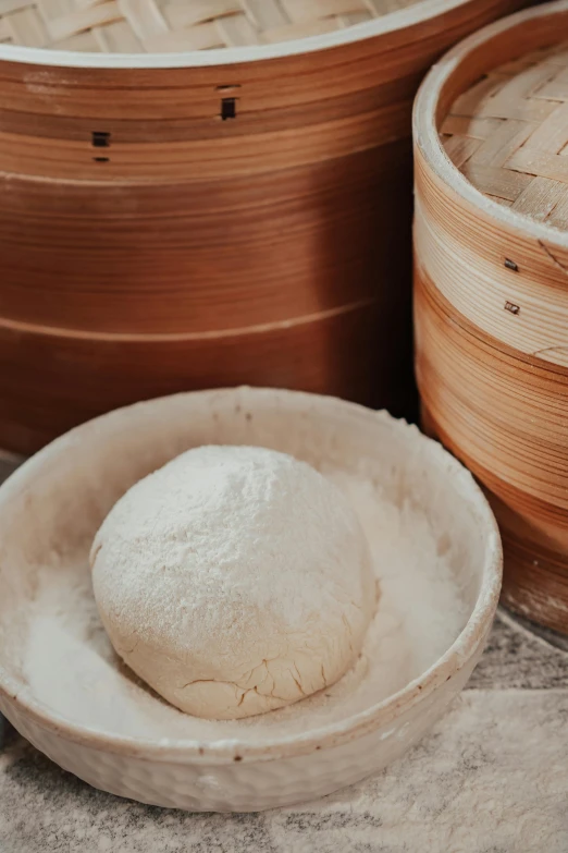 dim dim dim dim dim dim dim dim dim dim dim dim dim dim dim dim dim dim dim dim dim dim dim dim dim dim dim dim, inspired by Qian Du, trending on unsplash, steamed buns, wooden bowl, flour dust spray, close-up product photo