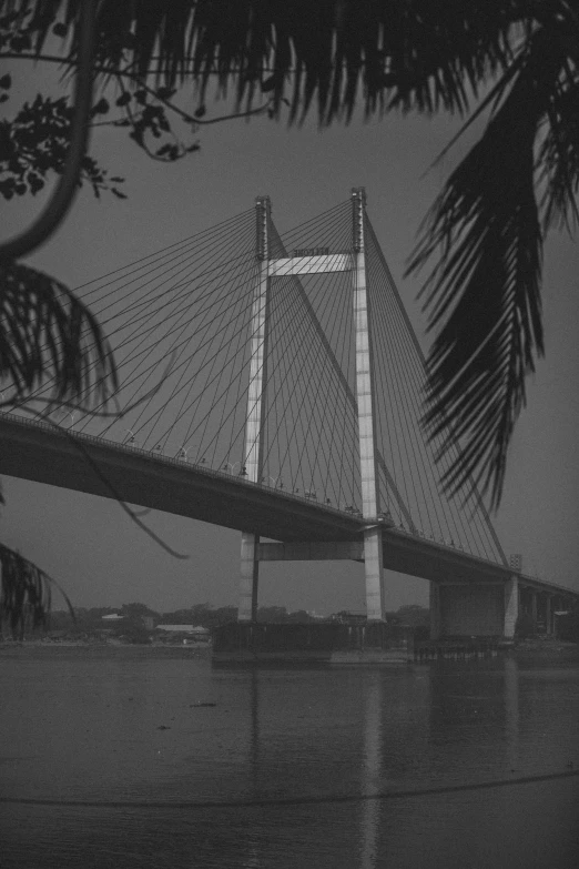 a black and white photo of a bridge, by Sudip Roy, detailed medium format photo, 15081959 21121991 01012000 4k, m, portrait of tall