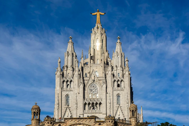 a large cathedral with a cross on top of it, pexels contest winner, art nouveau, barcelo tomas, avatar image, marilyn church h, three towers