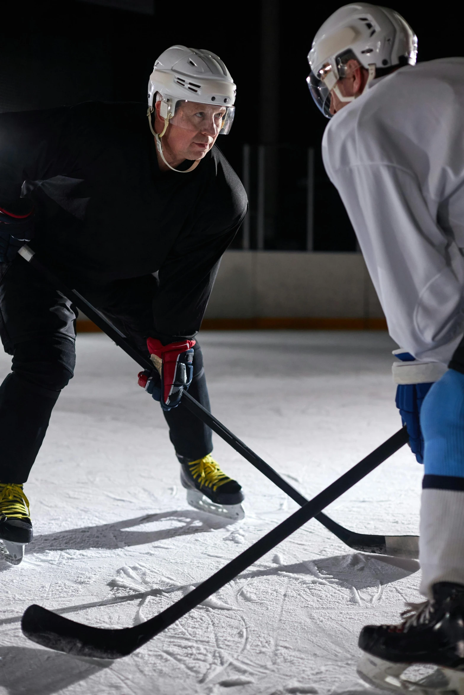 a couple of men playing a game of hockey, 1 / 4 headshot, 15081959 21121991 01012000 4k, instagram post, medium angle